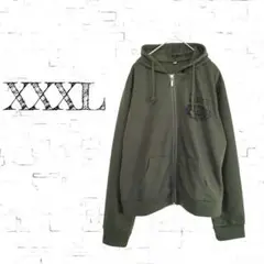 ☆ジップアップパーカー　オリーブグリーン　トップス　 XXXL(LL相当)