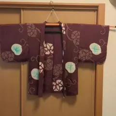 【値下げ】紫　羽織　レトロ　袷　裄63センチ　アンティーク　大正ロマン　長羽織