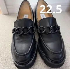 美品 LE TALON ルタロン レザーギャザーローファー 24.5 ブラック