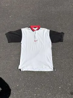 NIKE GOLF ハーフジップ 半袖シャツ センターロゴ L 切替 古着