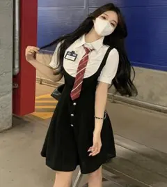 大きいサイズ レディース ワンピース　重ね着風　春夏 秋 新品 半袖