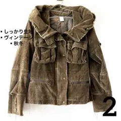 【古着SALE✨】フード付き　ミリタリージャケット　カーキ色　フリンジ　秋冬　M