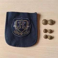 刺繍ポケットと金色ボタンセット
