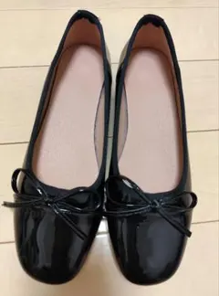 ブラック フラットシューズ 24cm