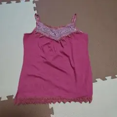 ピンクの刺繍ビーズキャミソール