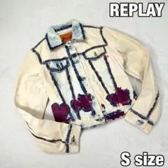 【リプレイ】ヴィンテージ　デニムジャケット　WV704　ブリーチ加工　R刺繍　S