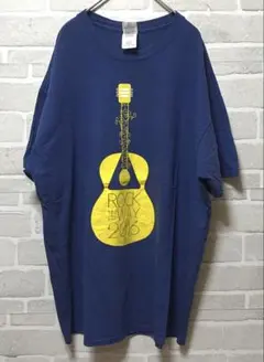 【GILDAN】胸元　背中　ロゴ　プリント　古着　Tシャツ　ネイビー　XL