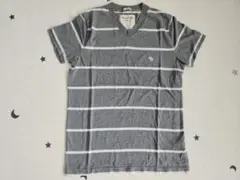 アバクロ メンズ 半袖Tシャツ グレー ボーダー S☆アバクロンビーフィッチ