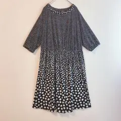 （LL）Aライン 大きいサイズ 水玉 ウエストギャザーワンピース 美シルエット