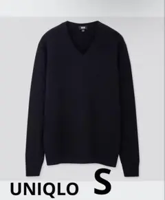 UNIQLO プレミアムラムVネックセーター（長袖） ネイビー S