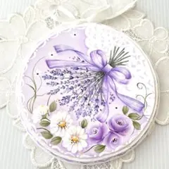 トールペイント作品　ミニサイズ　ウエルカムボード　ラベンダー　壁飾り