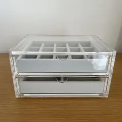 無印良品　重なるアクリルケース2段　フタ付引出・ベロアケース2個