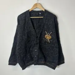 90's vintage ニットカーディガン ダークグレー スキーカーディガン