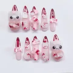 【即日発送】　ネイルチップ　地雷系　量産型　血みどろ　平成女児　ゴテゴテ