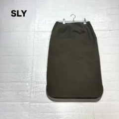 SLY スライ フェイク ウール ニット タイト スカート カーキ 1