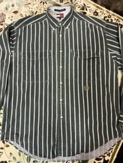 90s tommyhilfigerストライプ長袖シャツ