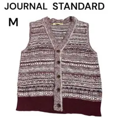 JOURNAL STANDARD メンズフェアアイル柄ニットベストMボルドー薄手