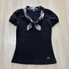 バーバリーブルーレーベル　ボウタイ ブラウス リボン パフスリーブ チェック柄