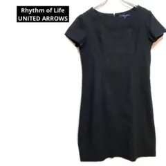 リズムオブライフユナイテッドアローズ　リネンコットンひざ丈ワンピース　半袖　M
