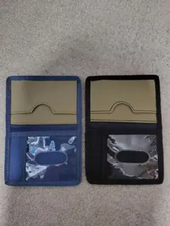 ナイロン製二つ折りパスケース（青・黒）2個 セット 新品未使用品