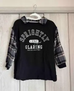 フード付きカジュアルトップス 黒