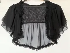 黒いレースフリル半袖ボレロのサムネイル