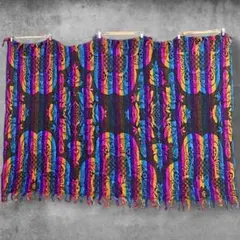 BOiO 総柄 ラグ マット 古着 花柄 フラワー柄 ネオンカラー ボーダー