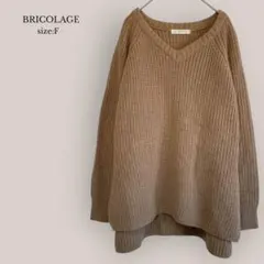 ブラウン ニット vネック