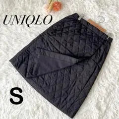 【ユニクロ】ウォームイージー スカート ラップ キルト 裏フリース ブラック S
