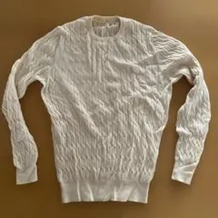 ケーブル編み ニット 毛100% イタリア製　輸入元　エスディーアイ アイボリー