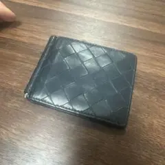 ボッテガ BOTTEGA レザー イントレ マネークリップ　濃紺色