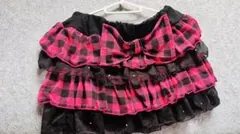 フリル付きミニスカート ピンクと黒のチェック