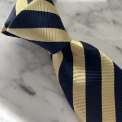 【新品】ネイビー×イエローレジメンストライプ