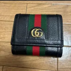 GUCCI グッチ 二つ折り財布 レザー ブラック オフィディア シェリーライン