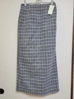 Samansa Mos2　ブラック チェック柄 タイトスカート フリーサイズ