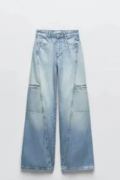 ZARA デニム ワイドレッグパンツ
