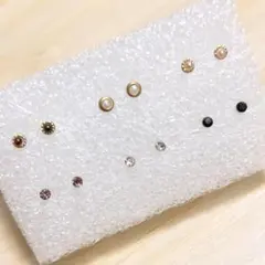 【X76】樹脂ピアス6ペア☆超小粒！シンプルカラーセット