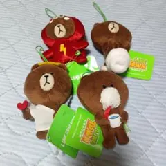 【送料無料】LINE FRIENDS ブラウン ストラップ 4体セット