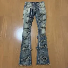【新品未使用】VALABASAS ダメージ加工デニム 29 valabasas バラバサス パネルダメージフレアスキニーデニム 29 - メルカリ