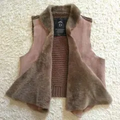 美品　Sov. リアル ムートンダンボールニットベスト 羊革 ボア 36 美品 Sov. リアル ムートンダンボールニットベスト 羊革 ボア 36