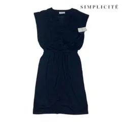 06T095☆ simplicité ネイビー 新品未用 ワンピース 春夏