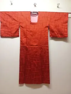 道行コート　雨コート　朱色　ロング丈　身丈127cm