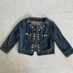美品　ロイヤルパーティー　ビジュー デニム　ジャケット　M 38 春のサムネイル