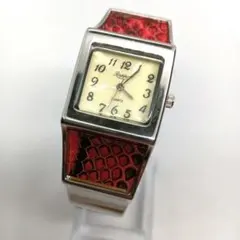 【動作品】 rapport スネークスキンアクセント 腕時計 バングルウォッチ
