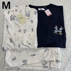 ⑭M、新品♡ミッキー＆ミニー、ディズニー♡2トップスパジャマ、3点セットのサムネイル