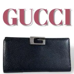 GUCCI グッチ ブラックレザー 長財布 ジッパー付き