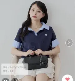 Chico 【WEB限定】刺繍入り襟付きポロニット