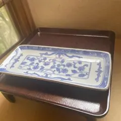 骨董　染付 長角皿 和食器　大正時代のサムネイル