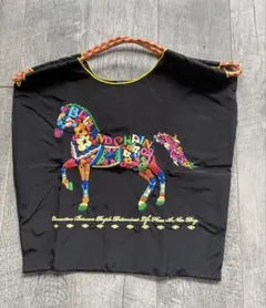 新品 Ball & Chain 馬の刺繍 エコバッグ 中サイズ ブラック