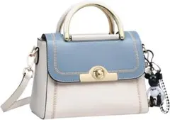 ショルダー バッグ ハンドバッグ ミニバッグ 鞄 斜めがけブルーホワイト